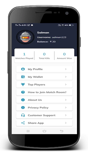 tournament game app feature1